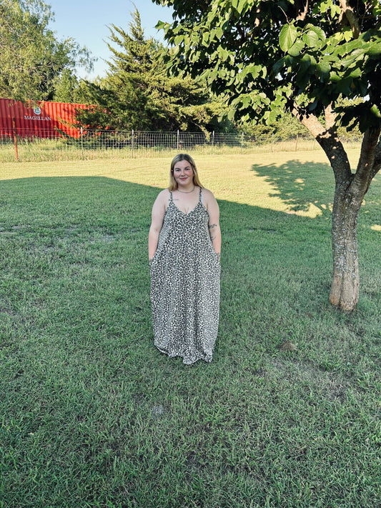 Plus Size Leopard Maxi Dress