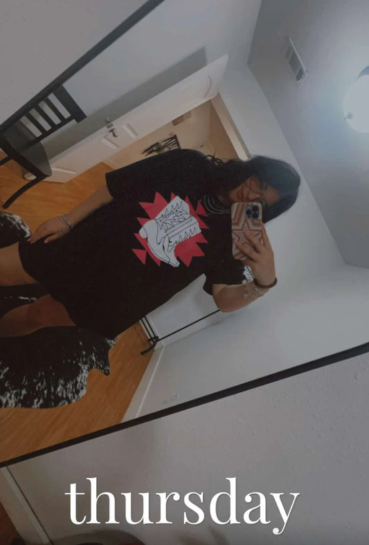 pink aztec boot tee