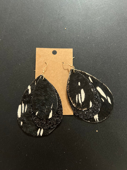 Black layered teardrop earrings