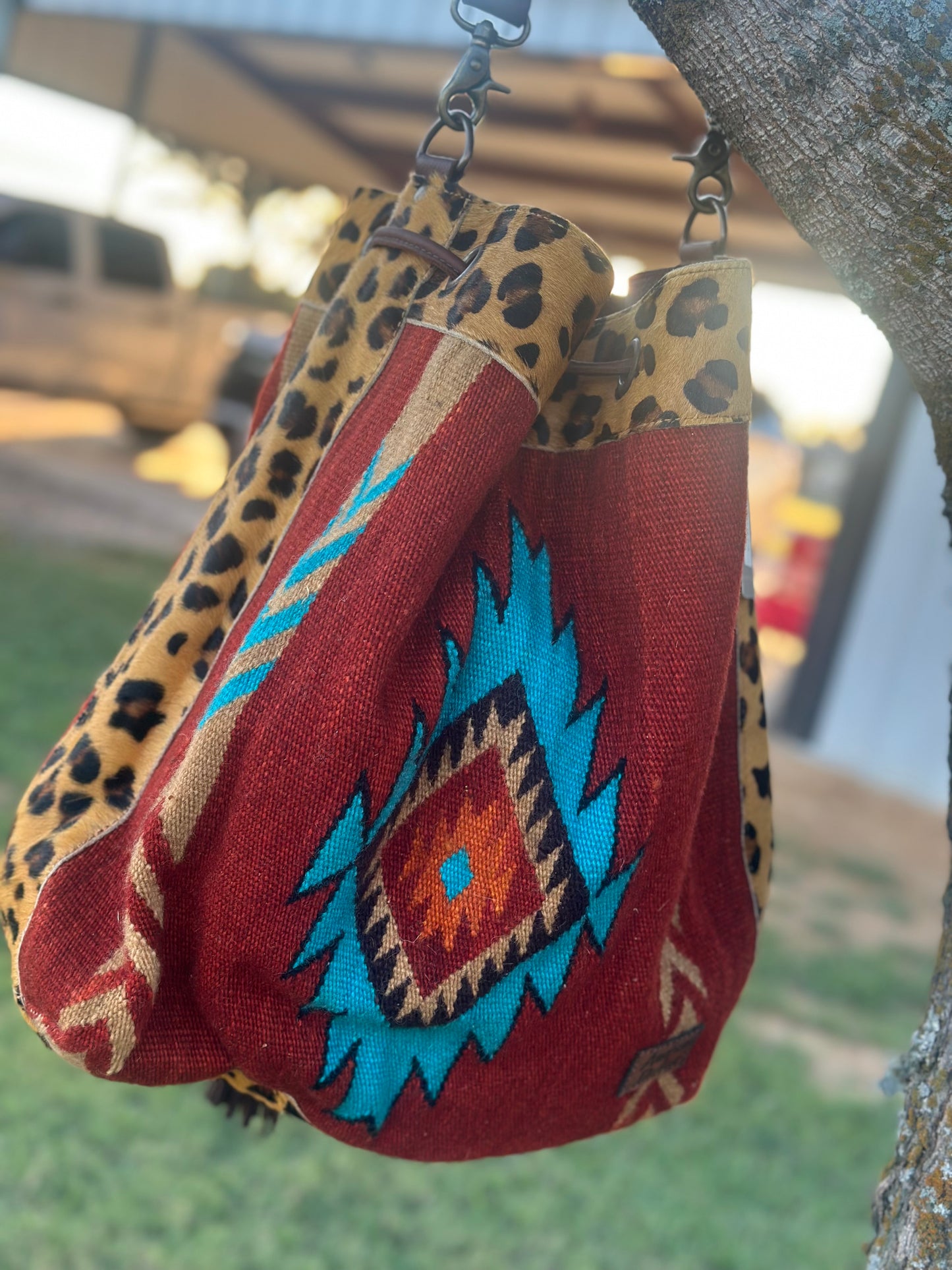 Genuine Leather Western Bucket Bag