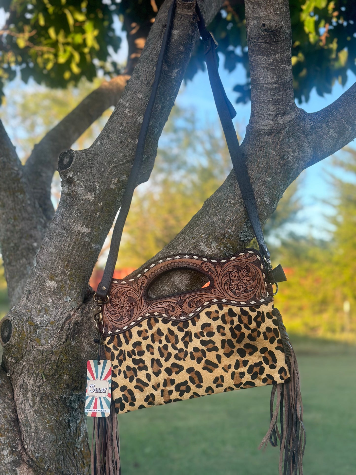 Genuine Leather Leopard Clutch