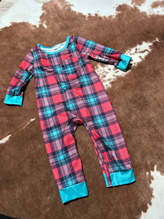 Red + Green Plaid Onesie