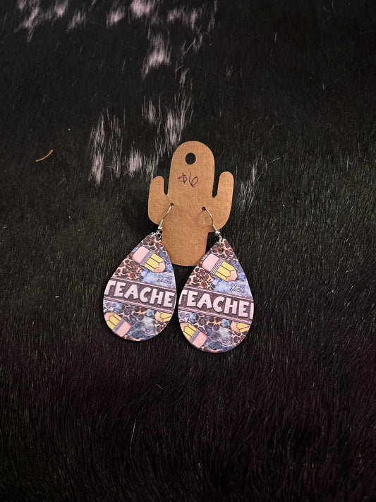 cheetah teacher earrings