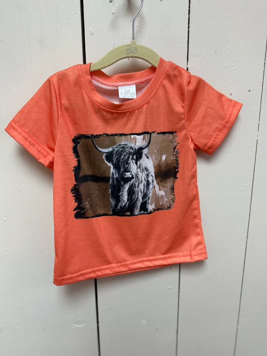 orange highland cow tee