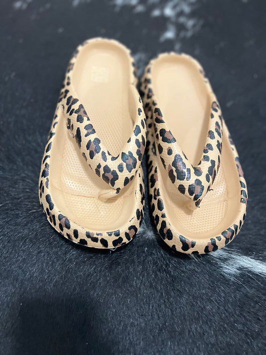 leopard flip flops