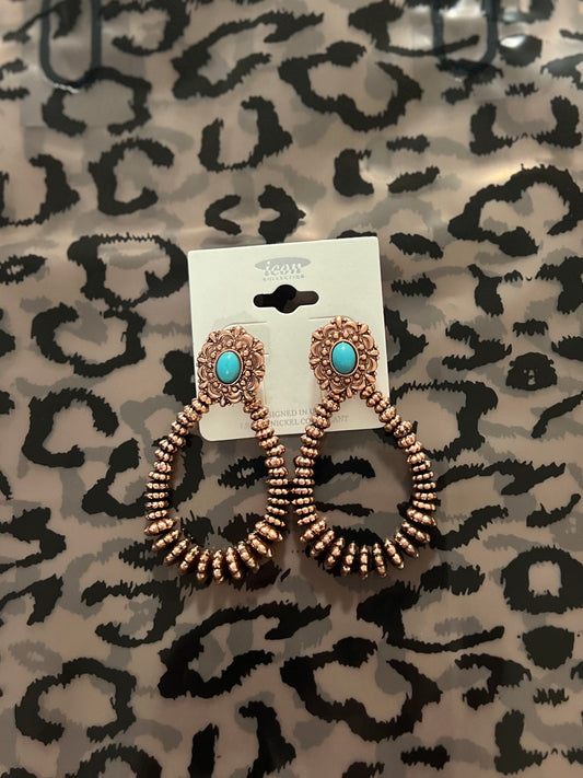 saucer bead hoops w turquoise