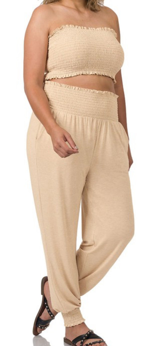 Plus Size Tube Top + Lounge Joggers