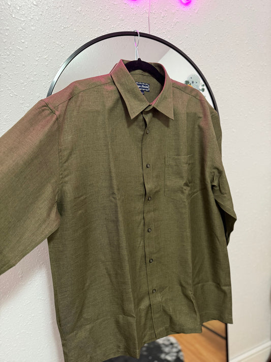 solid green men’s button up shirt