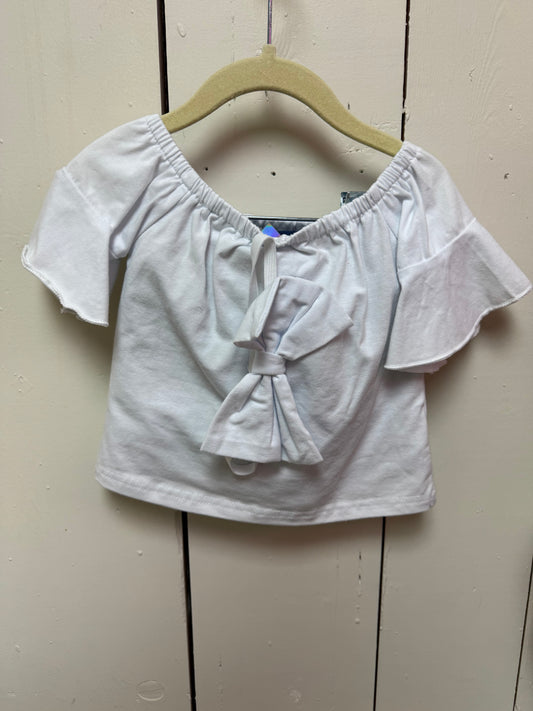 White top with denim shorts and headband set