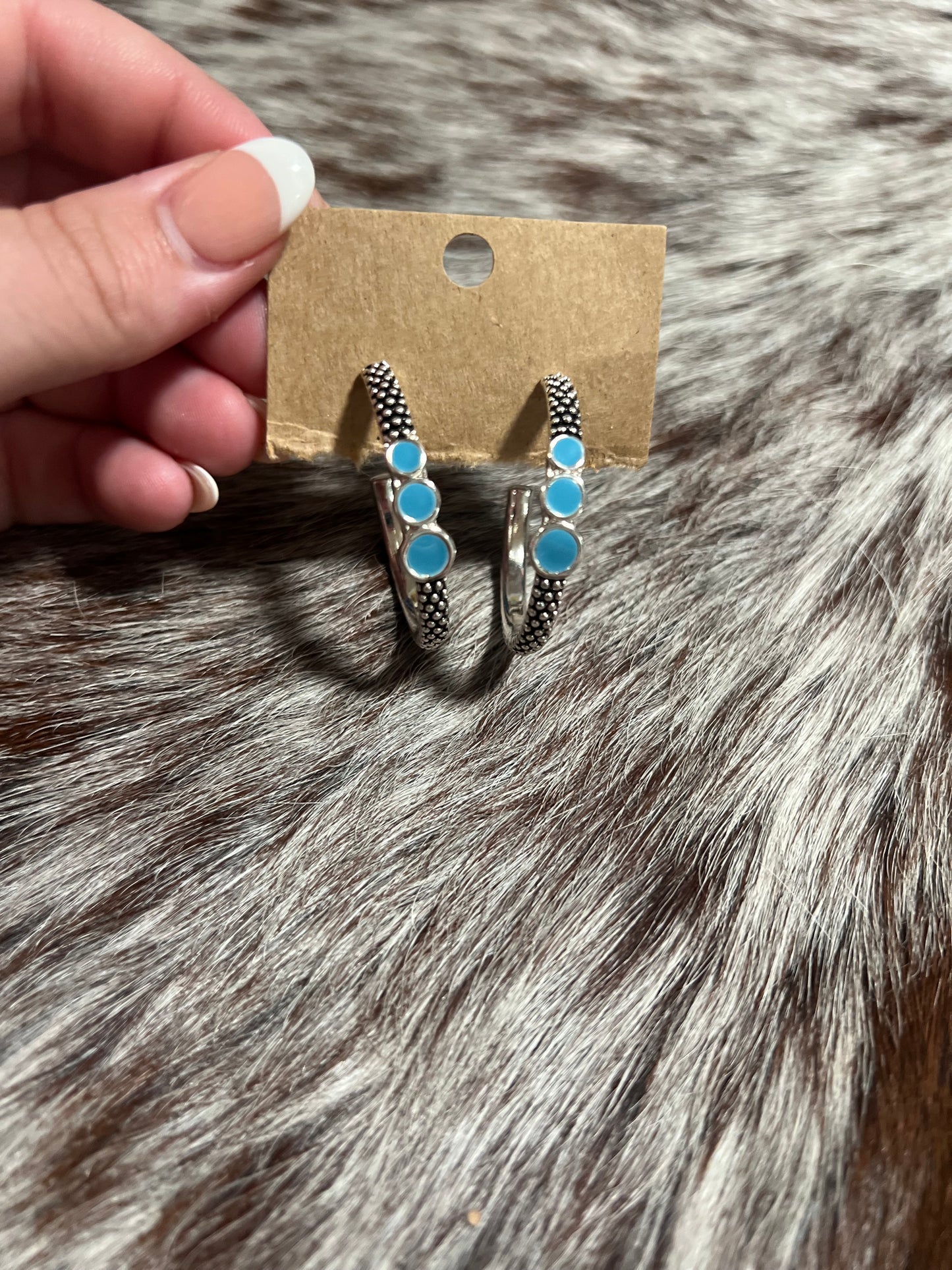 3 stone hoop earring