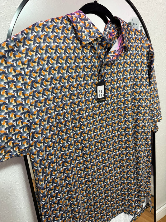 colored leaf men’s polo
