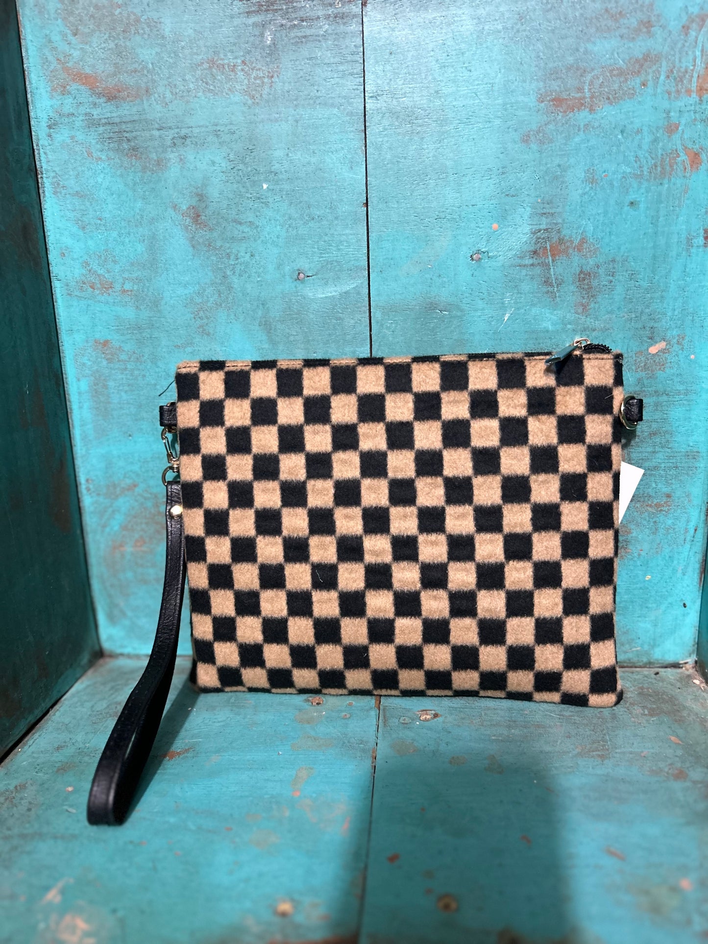 Checkered Crossbody Clutch