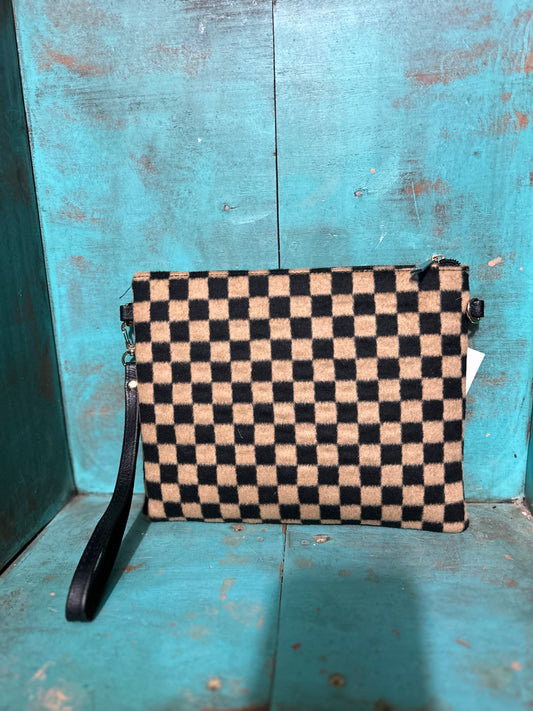 Checkered Crossbody Clutch