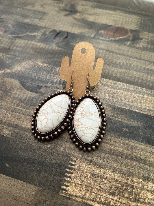 Cream Oval Earrings