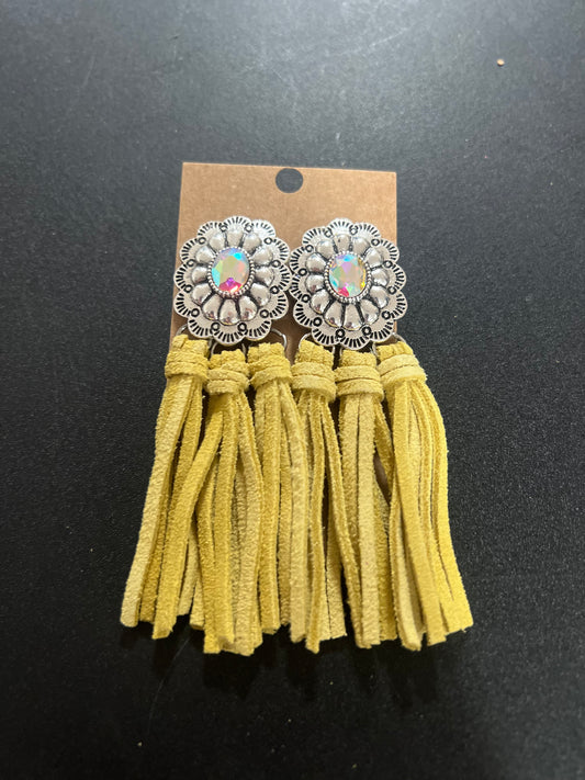 Yellow tassel earrings