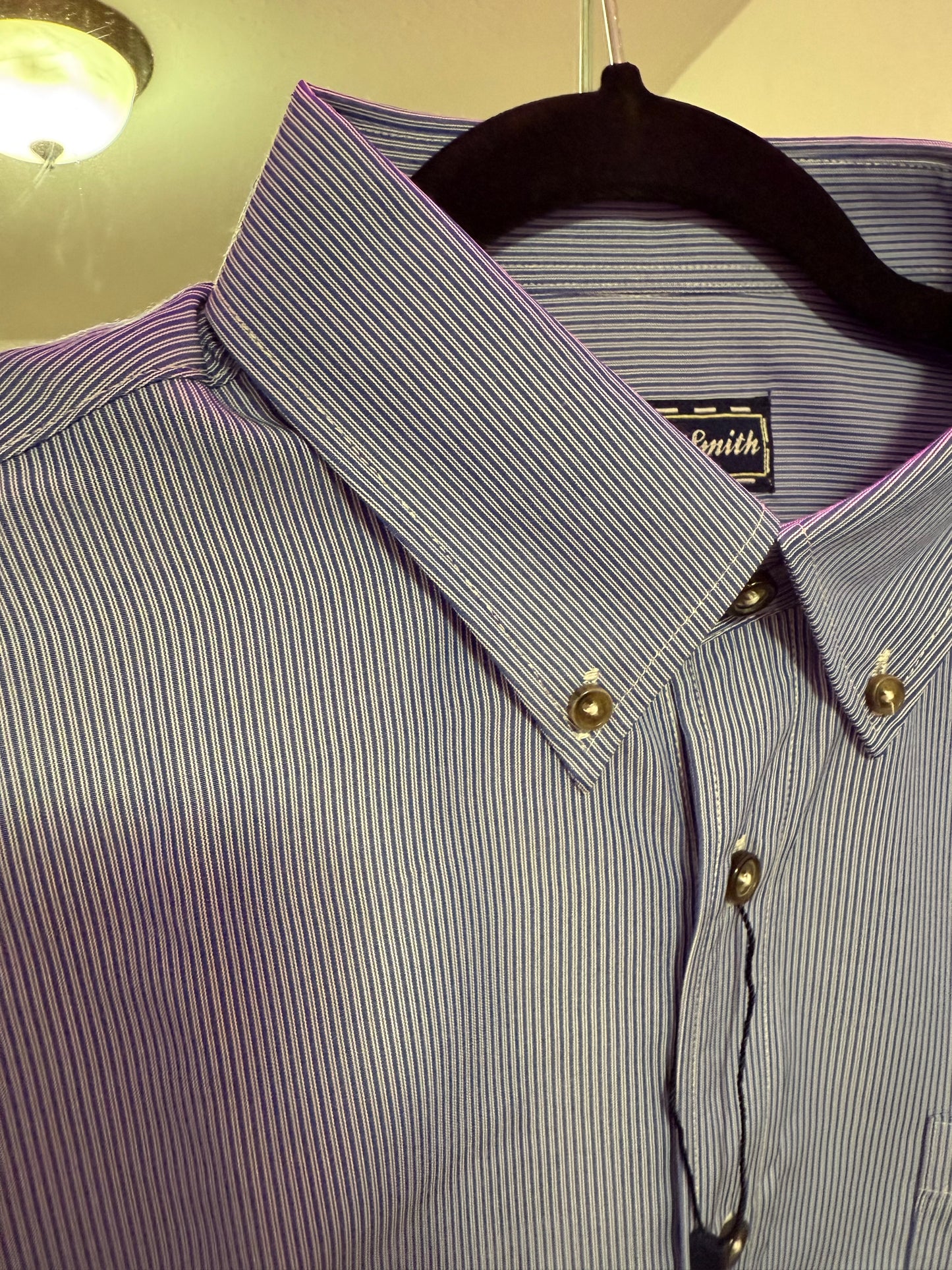 blue stripe men’s long sleeve button up