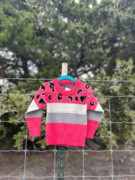 Pink Cheetah Block Sweater