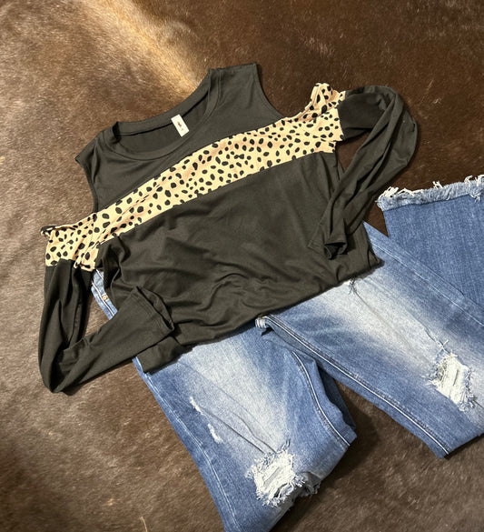 Cheetah Block No Shoulder Long Sleeve