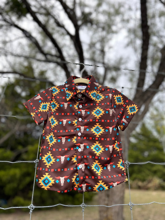 Steer Head Aztec Button Up
