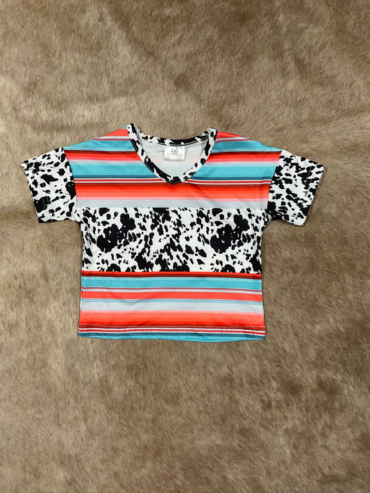 Serape & cow print tee