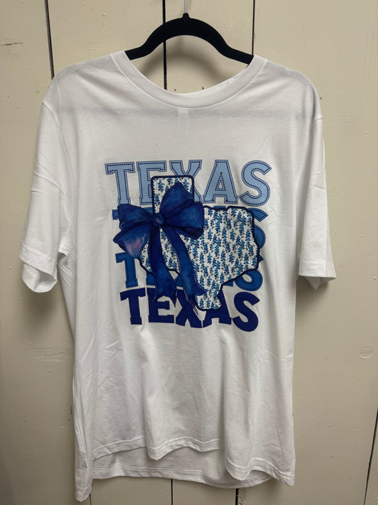 Blue bow bluebonnet tee