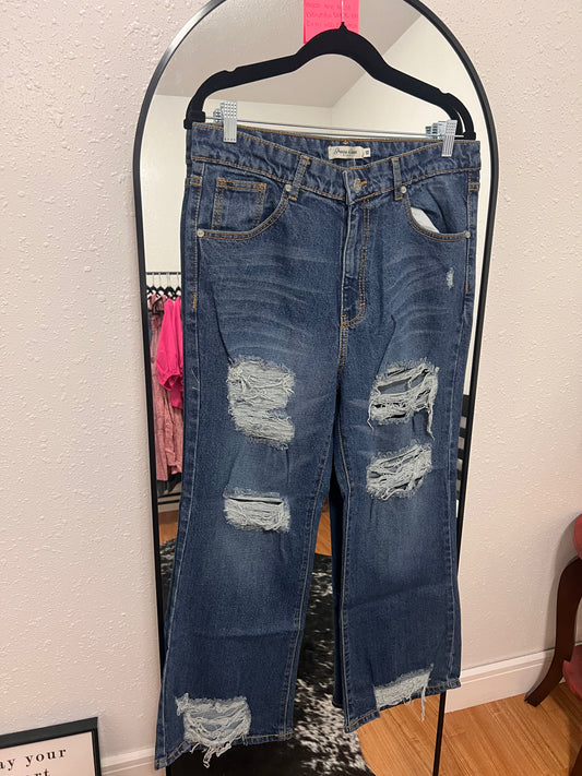 ripped wide leg jeans